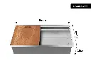 Workstation sink with wooden cutting board