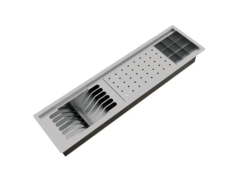 [1444] Kit Escorredor Sobrepor Calha Úmida Kitchen 3 Módulos 73,5cm