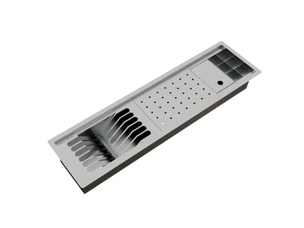 [1448] Kit Escorredor Sobrepor Calha Úmida Kitchen 4 Módulos 73,5cm PET