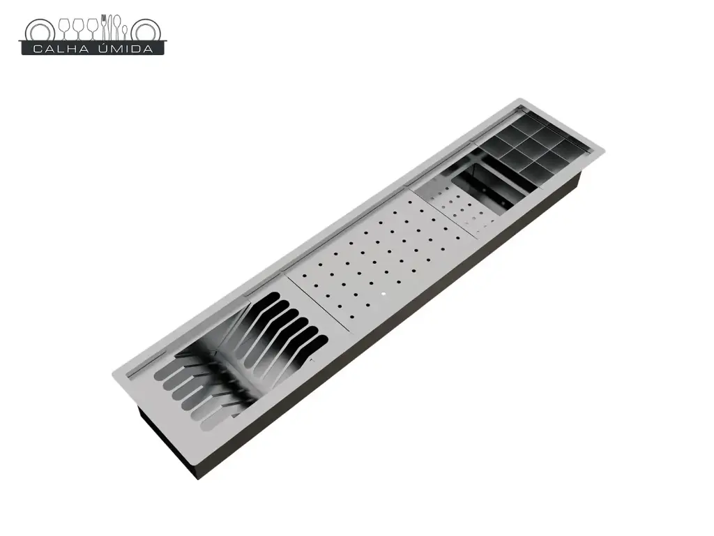[1453] Kit Escorredor Sobrepor Calha Úmida Kitchen 4 Módulos 90cm