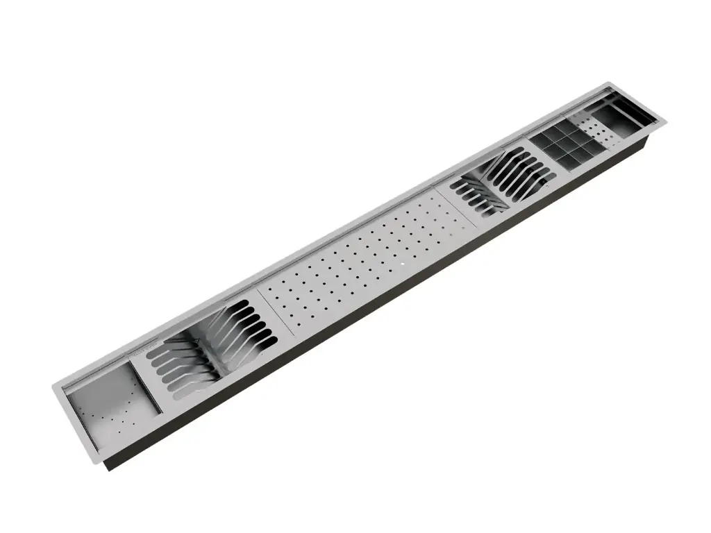 [1459] Kit Escorredor Sobrepor Calha Úmida Kitchen 6 Módulos 153cm PH 13cm