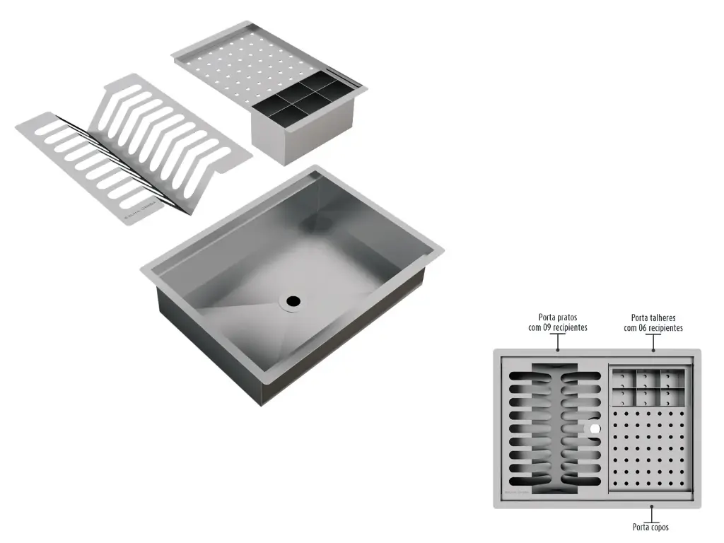 [1493] Kit Escorredor Sobrepor Calha Úmida Pratic 3 Módulos CT