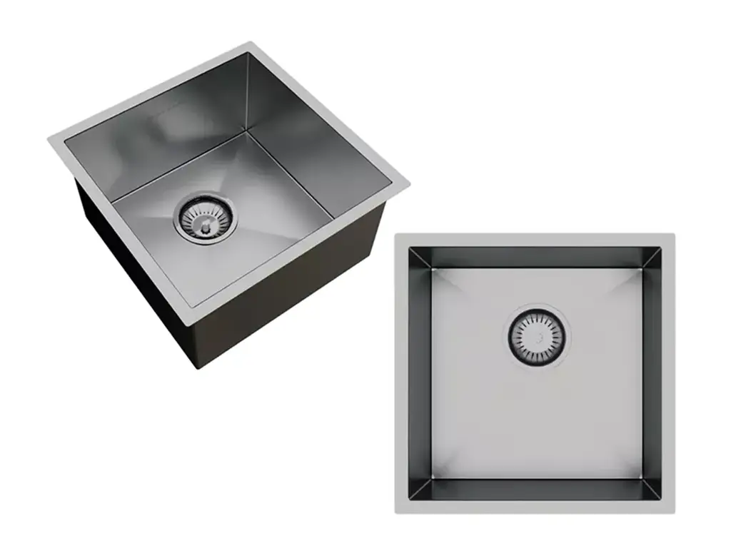 [3800] Cuba De Sobrepor Quadratta 35x35cm Em Aço Inox Escovado Com Válvula De 3.1/2
