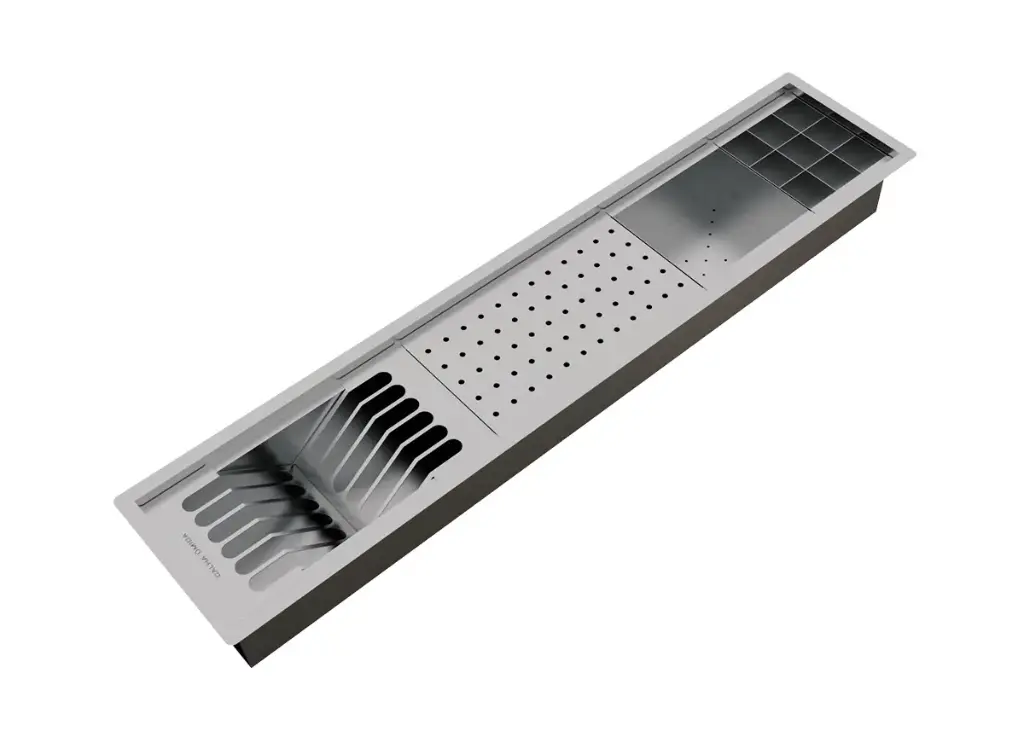 [1644] Kit Escorredor Sobrepor Calha Úmida Kitchen 4 Módulos 90cm PH 16,6cm