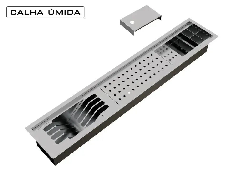 [1779] Kit Escorredor Sobrepor Calha Úmida Slim 4 Módulos 85cm PEDT