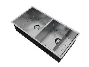 Cuba Dupla De Sobrepor Quadratta 80x40cm Em Aço Inox Escovado c Escorredor e Válvula De Ø4.1/2"