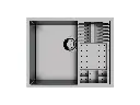 Cuba De Sobrepor Quadratta 50x40cm Em Aço Inox Escovado c Cesto Escorredor 3 Módulos e Válvula De Ø4.1/2"