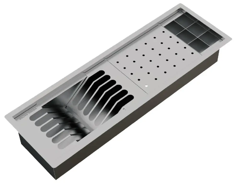 [2950] Kit Escorredor Sobrepor Calha Úmida Kitchen 3 Módulos 60cm