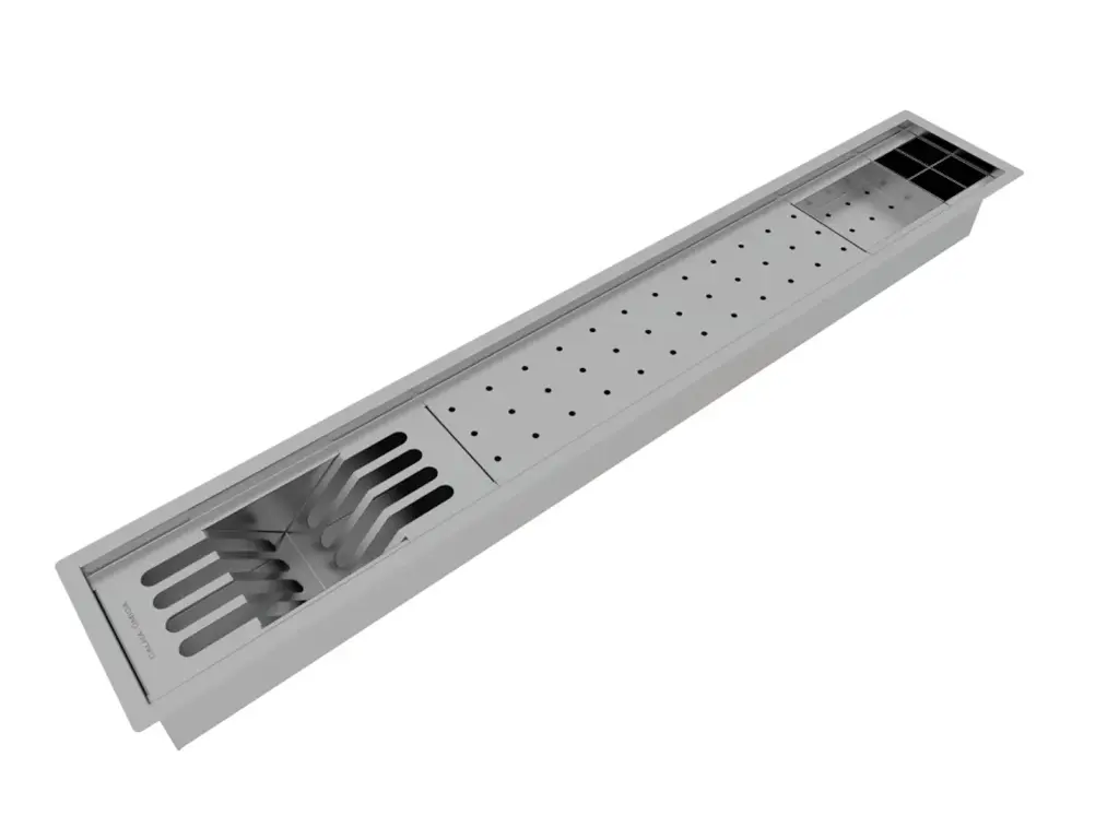 [3069] Kit Escorredor Sobrepor Calha Úmida Slim 4 Módulos 100cm