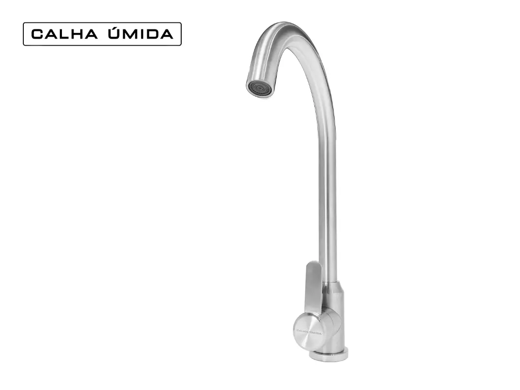 [3760] Torneira Monocomando Essence Em Aço Inox Escovado Com Bica Giratória e Arejador