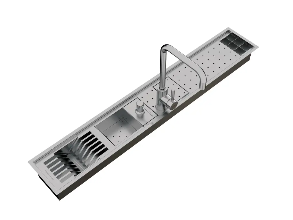 [4461] Kit Escorredor Sobrepor Calha Úmida Kitchen Exclusive 7 Módulos 118cm