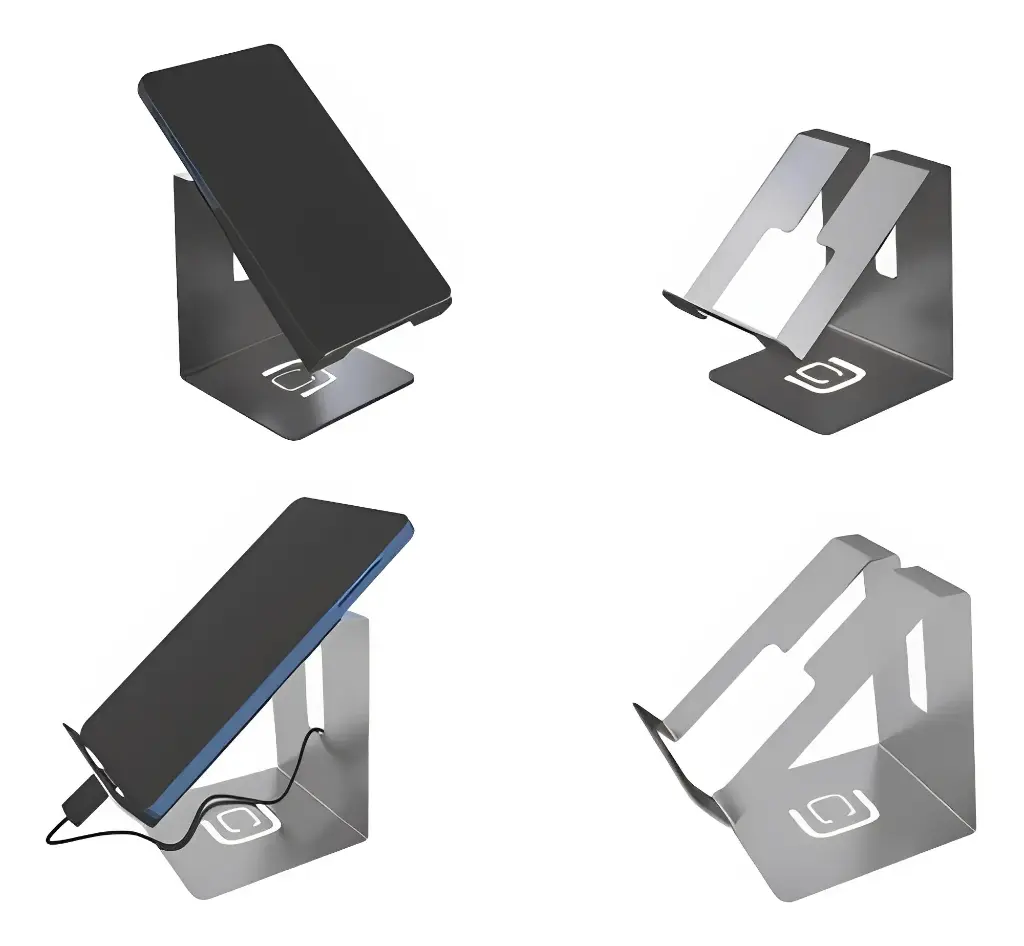 [3827] Suporte De Mesa Para Smartphone Inox Escovado