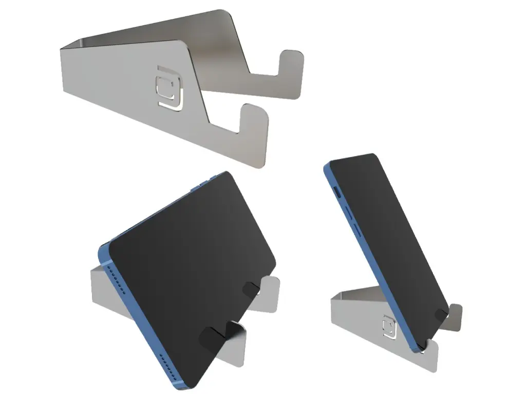 [3828] Suporte Mini Para Celular/Tablet Em Aço Inox Escovado