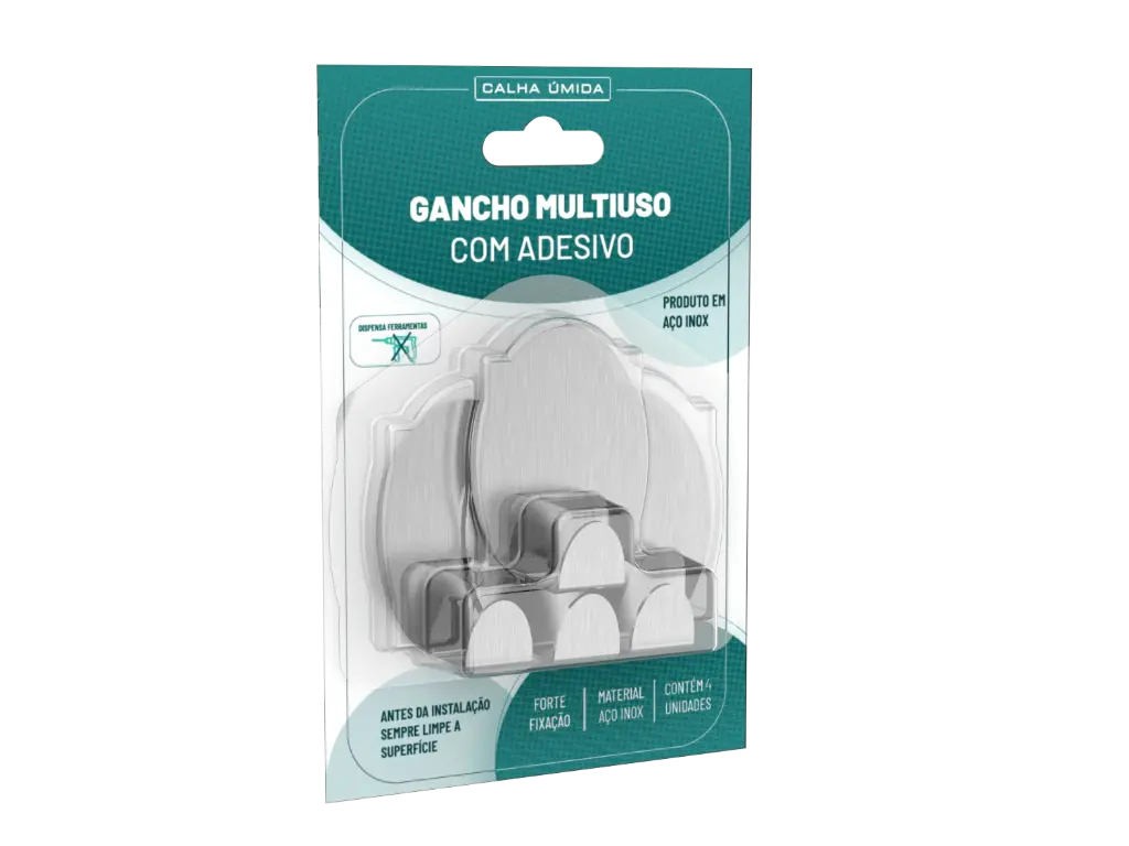 [3843] Ganchos (4un) De Apoio Calha Úmida Em Inox Autoadesivo Redondo