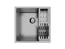 Cuba De Sobrepor Quadratta 40x40cm Em Aço Inox Escovado c Cesto Escorredor Mini 3 Módulos 42,3x12cm e Válvula De Ø3.1/2"