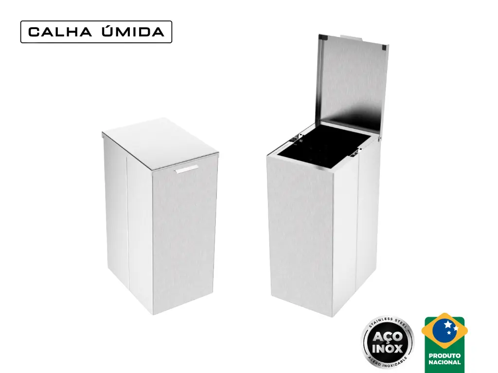 [4012] Lixeira Inox Slim 6,5l Calha Úmida Com Tampa Articulada Escovada