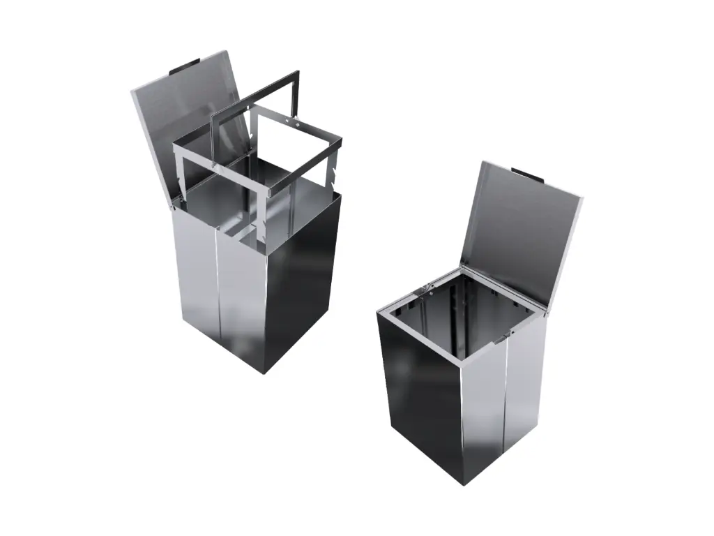 [4048] Lixeira Inox Quadratta 7,5l Calha Úmida Com Tampa Articulada Polida