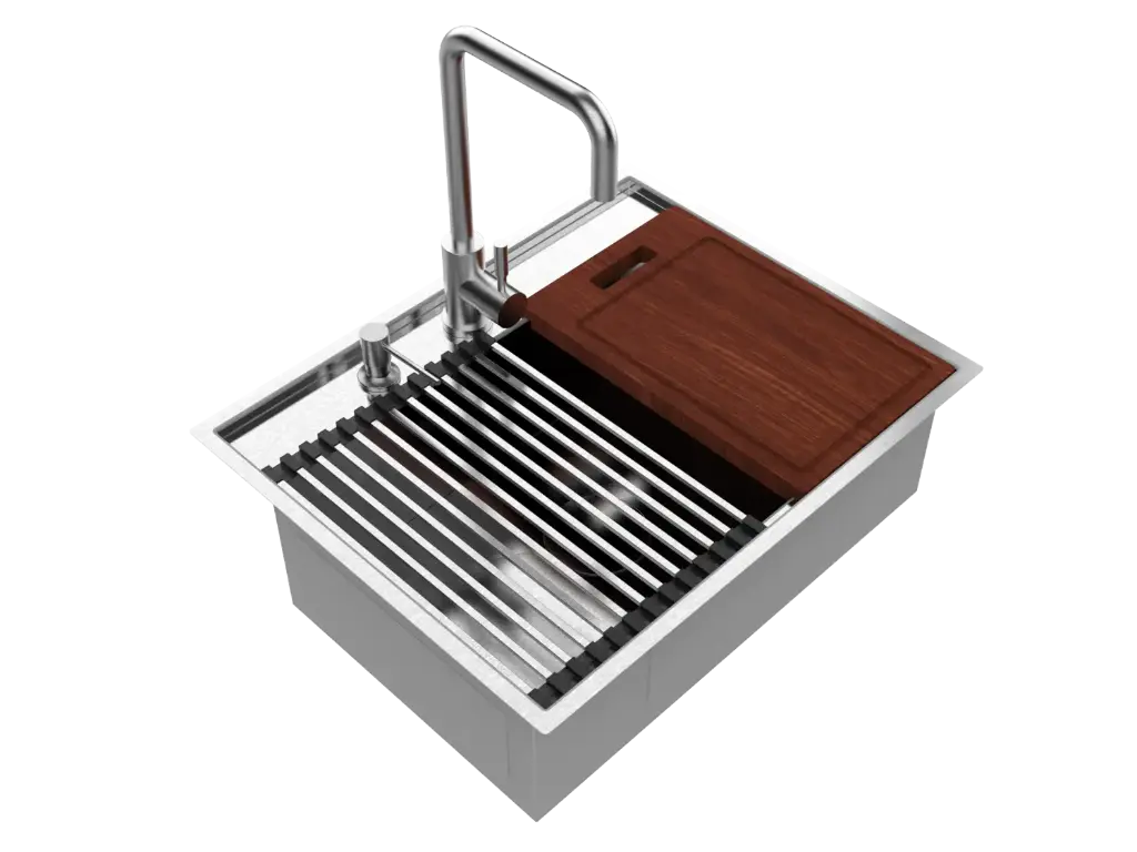 Cuba De Sobrepor Platino Exclusive 60x37cm Em Aço Inox Escovado c Acessórios e Válvula De Ø4.1/2