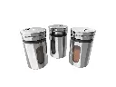 Porta Tempero e Condimentos Revestido Em Aço Inox Com Visor de Vidro (3 Un)