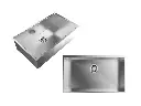 Cuba De Sobrepor Quadratta 70x40cm Em Aço Inox Escovado c Válvula De Ø4.1/2"