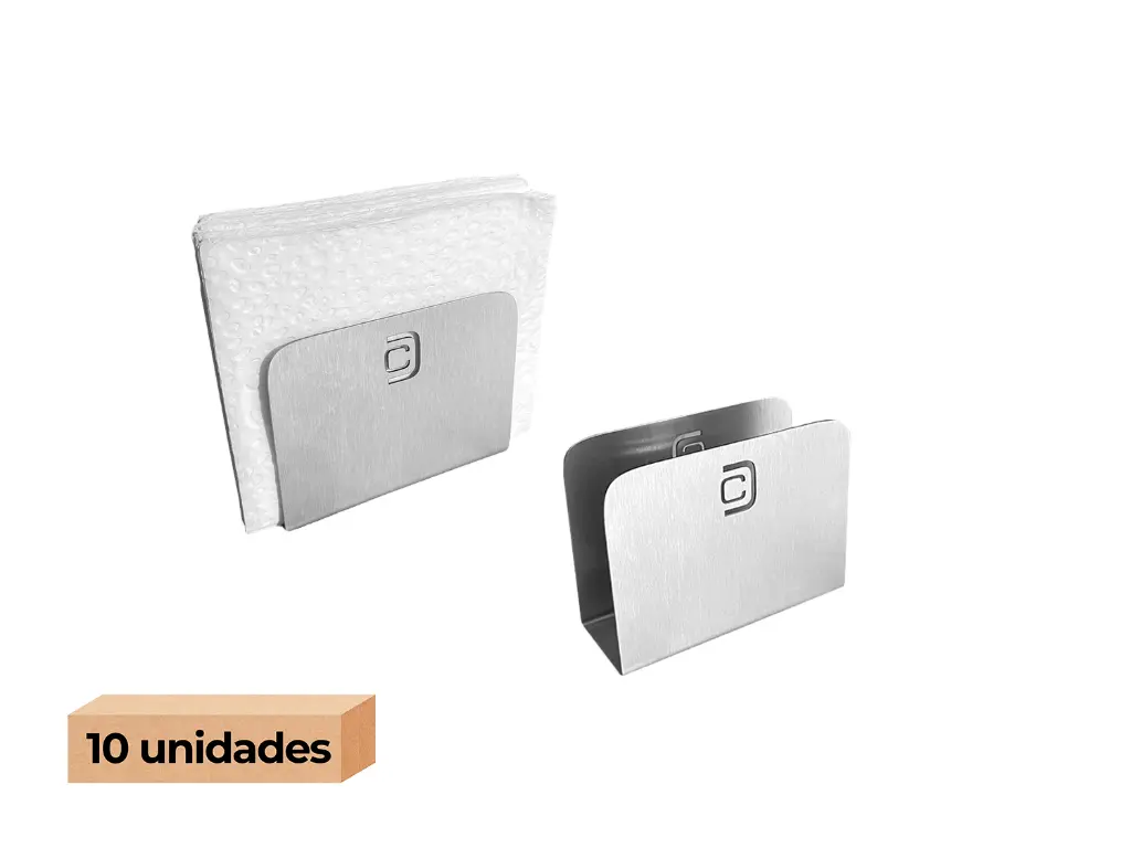 [4212] Kit 10 Porta Guardanapo Aço Inox Mesa Casa Bar Restaurante