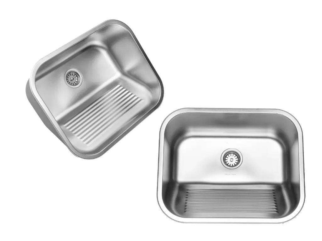 [4241] Tanque Monobloco Inox Acetinado 55x45cm Com Válvula De Ø3.1/2"