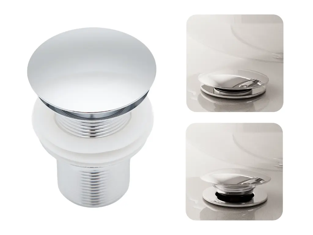 [4266] Válvula Click 1.1/4" Para Pia De Banheiro Em Aço Inox Polido