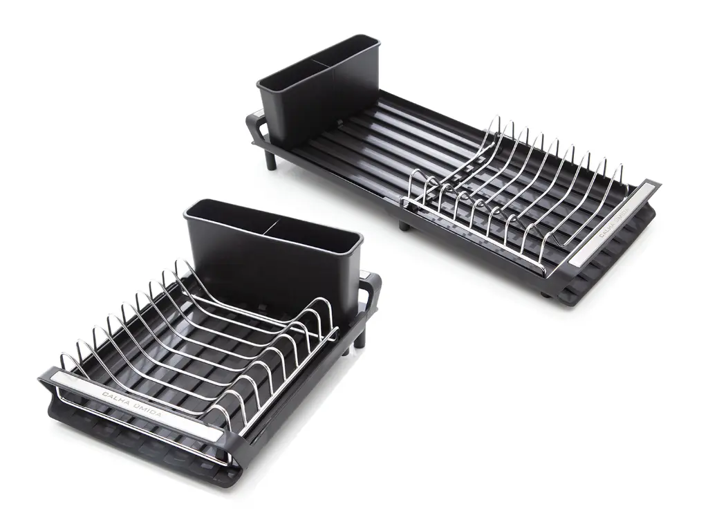 [4275] Escorredor de Louça Mini Calha Úmida Singulare 20x47x12,5cm com Porta Pratos - Porta Talheres e Extensor Multiuso