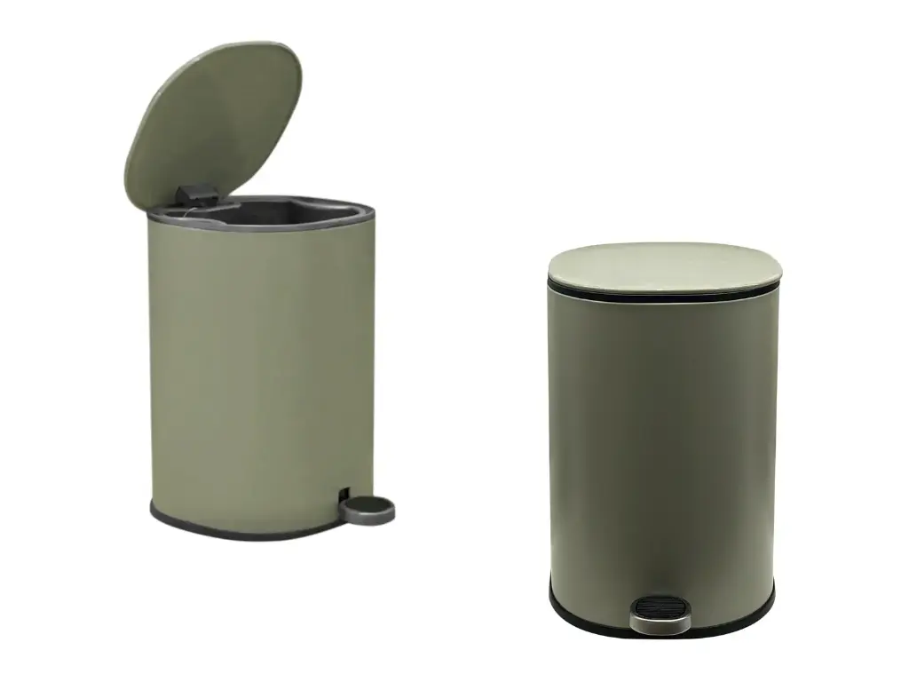 [4380] Lixeira Metal Linius Serenity 5L Cor Verde Sage e Pedal Com Amortecimento