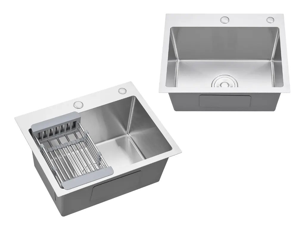Cuba De Sobrepor Essence 45x30cm Em Aço Inox Escovado Com Escorredor Extensível E Válvula De 4.1/2