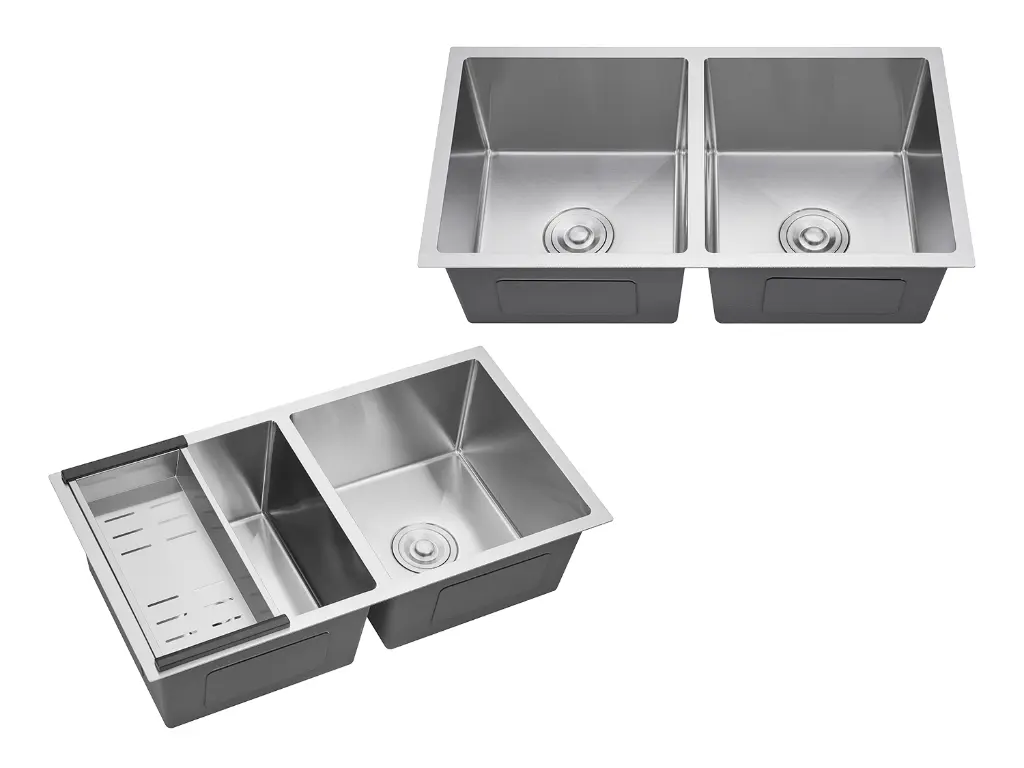 Cuba Dupla Sobrepor Calha Úmida Essence 70x38cm Aço Inox Escovado Com Escorredor E Válvula 4.1/2