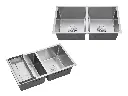Cuba Dupla Sobrepor Calha Úmida Essence 70x38cm Aço Inox Escovado Com Escorredor E Válvula 4.1/2
