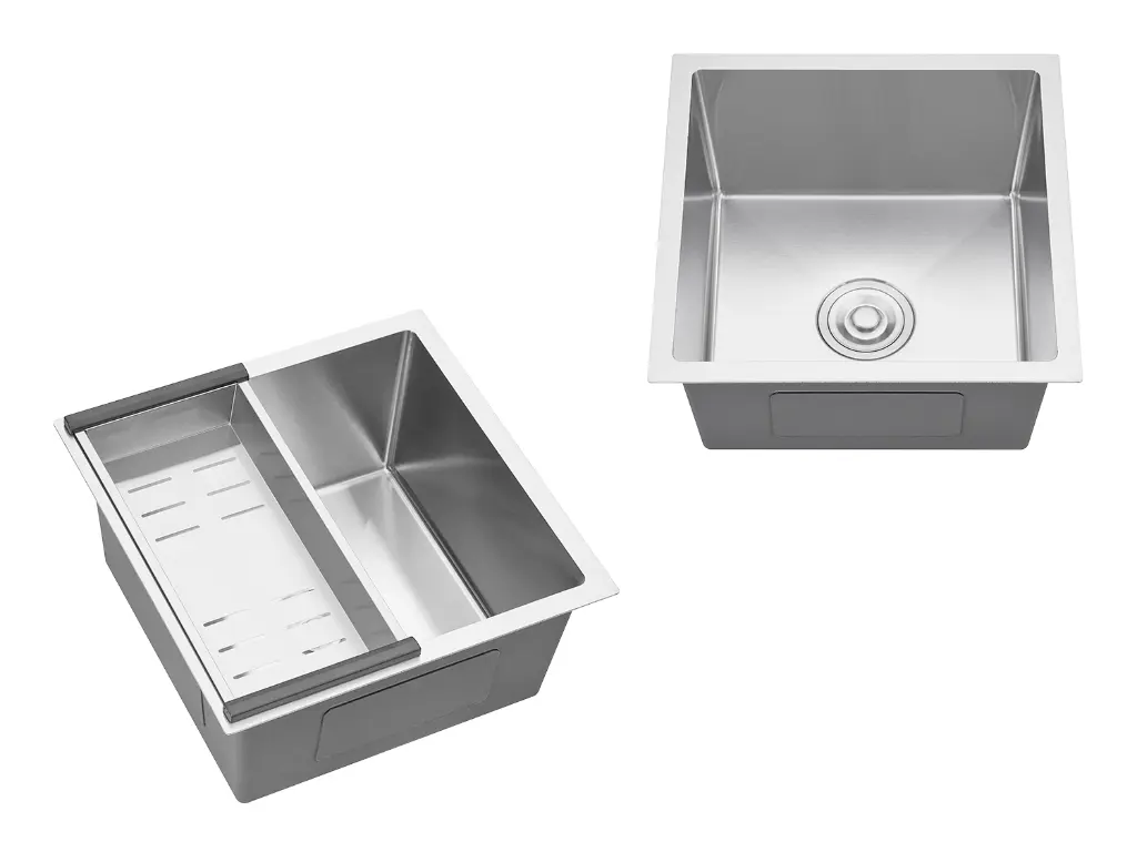 [4440] Cuba De Sobrepor Calha Úmida Essence 39x39cm Em Aço Inox Escovado Com Escorredor Válvula De 4.1/2