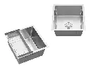 Cuba De Sobrepor Calha Úmida Essence 39x39cm Em Aço Inox Escovado Com Escorredor Válvula De 4.1/2