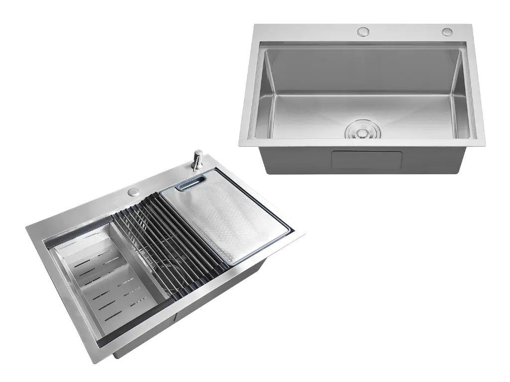 [4402] Cuba De Sobrepor Essence 60x33cm Em Aço Inox Escovado Com Acessórios E Válvula De 4.1/2